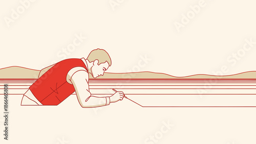 Linear Man Drawing With Pencil Represents Creative Design Process