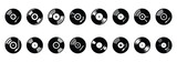 record vinyl silhouette icon set