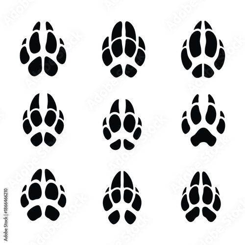boar footprint paw track icon silhouette vector