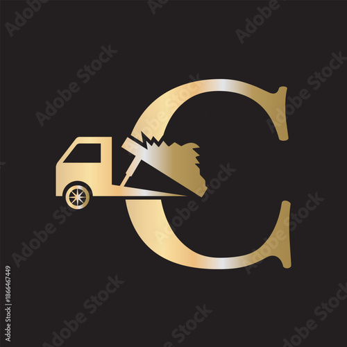 Truck  Logo  combine with letter C vector template