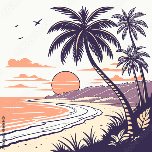 Tropical sunset by the sea