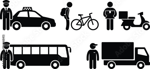 Various transportation modes and people