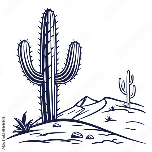 Desert landscape with cactus