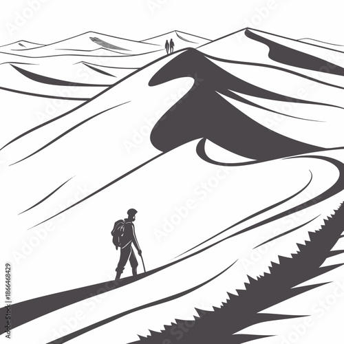 Hiker ascending mountain trail