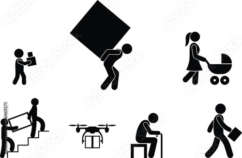 People engaged in various daily activities and tasks