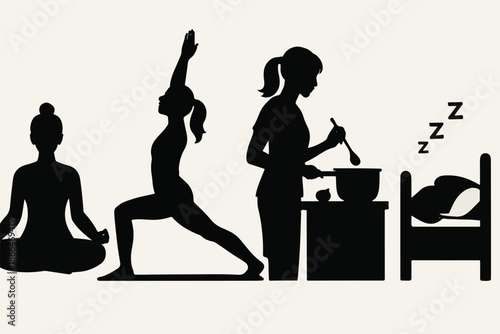 Lifestyle routine silhouette 