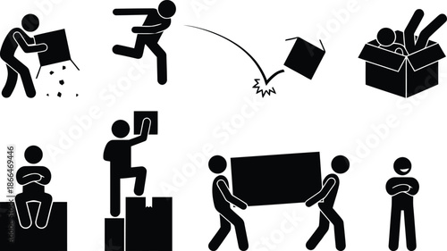 Man handling heavy objects with care and caution