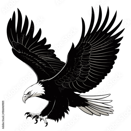  Bald Eagle Diving Silhouette Vector Dynamic Minimalist Icon Logo