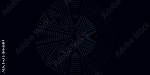 Blue abstract background with glowing circles. Swirl circular lines pattern. Geometric spiral. Twirl element. Modern graphic design. Futuristic technology concept.