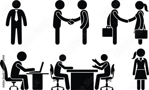 Business professionals engaging in various office activities