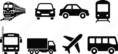 Various modes of transportation icons
