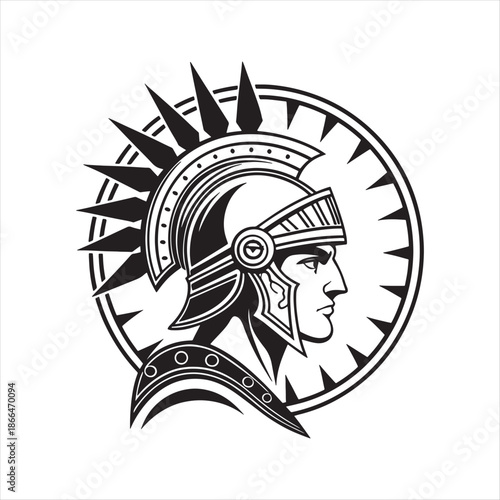 Spartan Warrior Helmet Emblem Vector Illustration