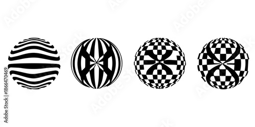 Black and white patterned circles on white background