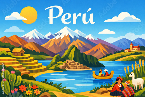 Simple digital artwork of Peruvian traditions