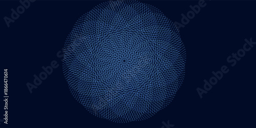 Blue abstract background with glowing circles. Swirl circular lines pattern. Geometric spiral. Twirl element. Modern graphic design. Futuristic technology concept.