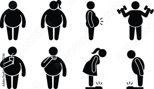 Obese people exercising to lose weight