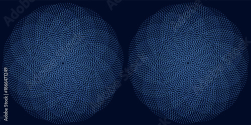 Blue abstract background with glowing circles. Swirl circular lines pattern. Geometric spiral. Twirl element. Modern graphic design. Futuristic technology concept.