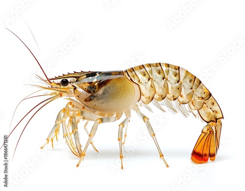 Ocean prawn shell texture isolated white background high resolution picture