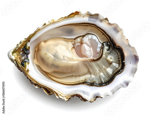 Ocean oyster shell natural layers isolated white high resolution picture