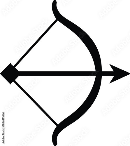 Bow and arrow silhouette vector art illustration and minimal black and white design