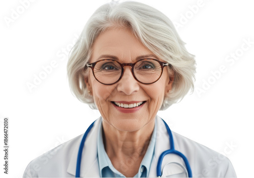 Smiling doctor woman portrait isolated on transparent background