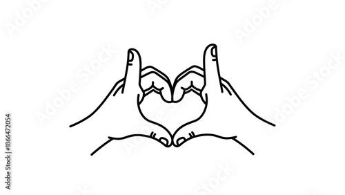 Two hands forming a heart shape gesture symbolizing love and care on isolated white background.