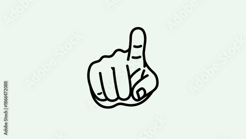 Hand Pointing Index Finger Up, Number One Gesture, in Bright Studio.