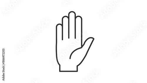 Outline of an open human hand with palm facing forward, isolated white background.