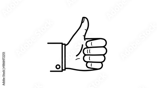Thumbs up gesture indicating approval or like, isolated white background.