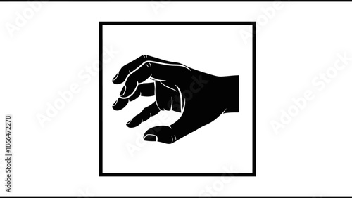 Solid Black Icon of Human Hand Grabbing or Reaching Gesture on Isolated White Background