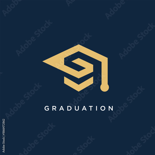 Letter G logo design element vector with graduation hat concept