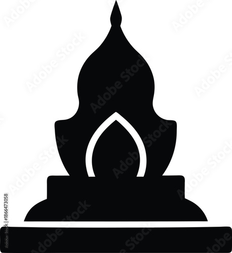 Sacred carving silhouette vector art illustration and minimal black and white design