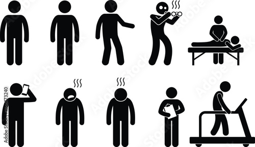 Person suffering from various health issues and exercising