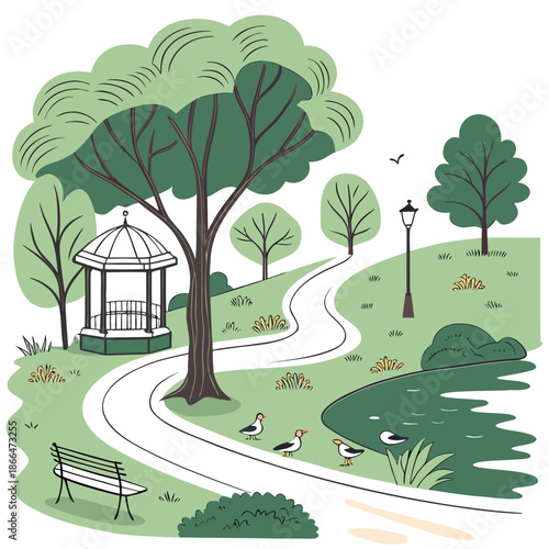 Serene park landscape