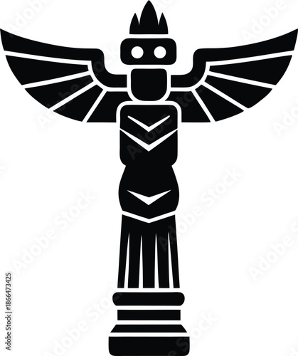 Totem pole silhouette vector art illustration and minimal black and white design