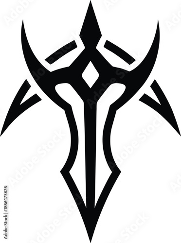 Tribal symbol carving silhouette vector art illustration and minimal black and white design