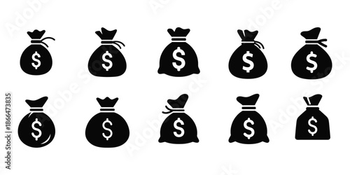 dollar bag icon silhouette vector design