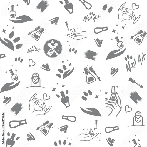 Doodle design element vector with beauty nail polish concept idea