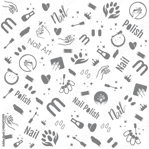 Doodle design element vector with beauty nail polish concept idea