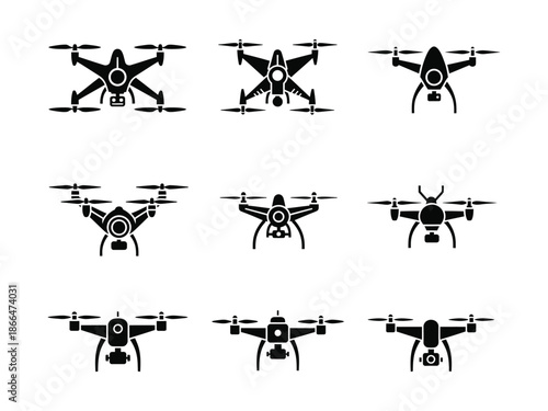 Drone set icon silhouette vector