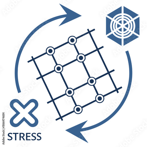 Icon representing structural stress analysis in a modern vector style, indicating load bearing and material testing.