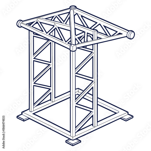 Clean vector illustration of a truss structure icon, symbolizing robust engineering, construction frameworks, and stable design.