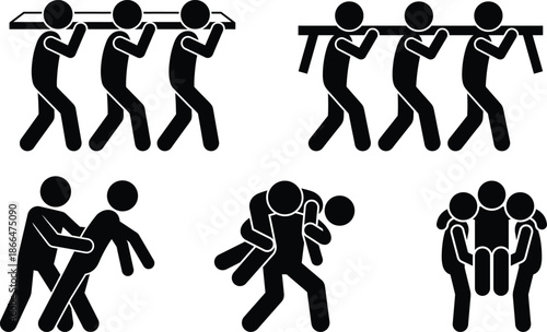 Different ways to carry injured person