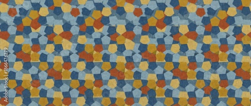 Seamless Geometric Pattern featuring Earth Tones and Textured Pentagons