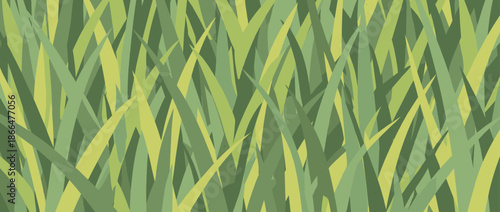 Dense abstract pattern of green grass blades in a flat vector illustration style, creating a seamless natural texture for a fresh, organic, and vibrant design concept