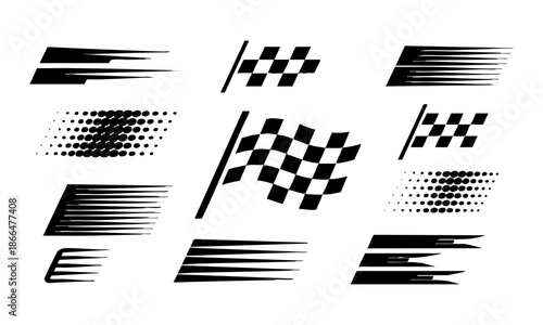 Abstract racing speed lines and checkered patterns vector illustration , easily editable. 