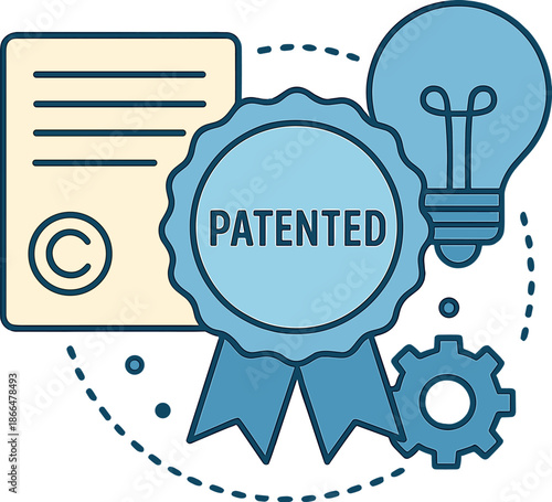 Business technology concept that is patented, copyrighted, and governed by law