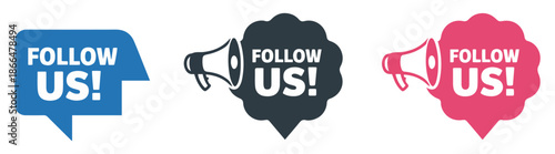 follow us megaphone icon banner