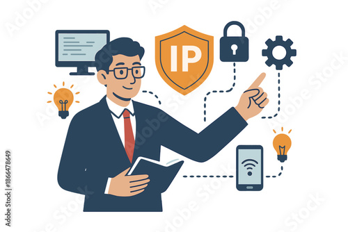 An inventive IP lawyer safeguarding intellectual property in a rapidly evolving tech landscape