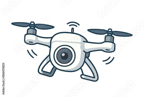 A drone equipped with a camera flies over a blue sky, providing wireless IP home security monitoring technology